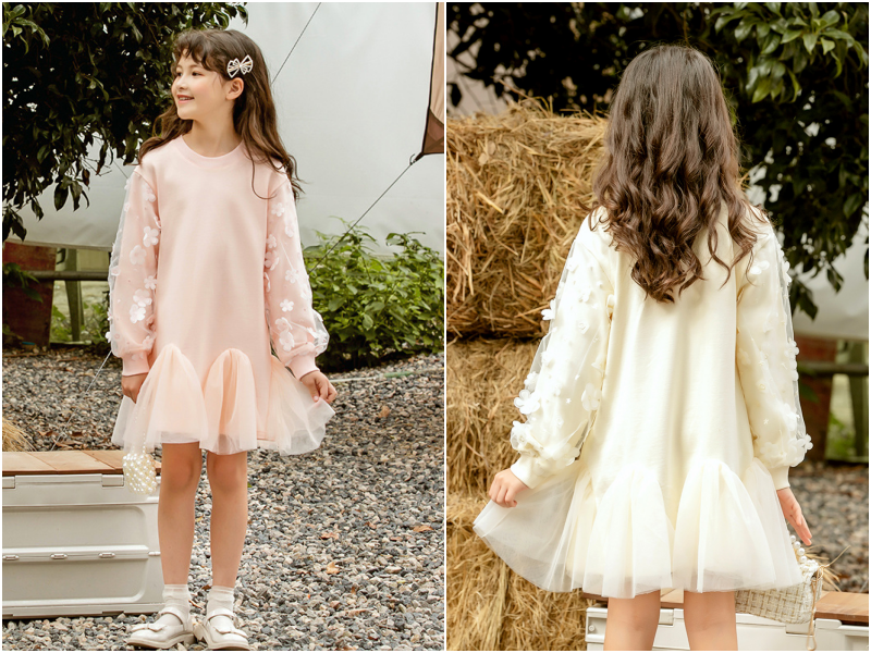 蕾絲花邊連身裙-粉色