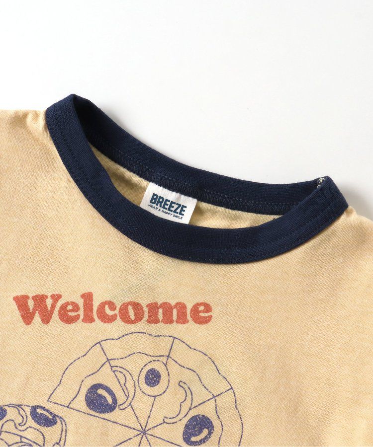 日本 BREEZE - 美式復古印花撞色邊短袖上衣-甜甜圈店-灰