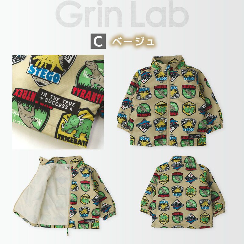 日本 ZOOLAND - 撥水加工 防風刷毛鋪棉外套-熊熊大集合-藍x卡其