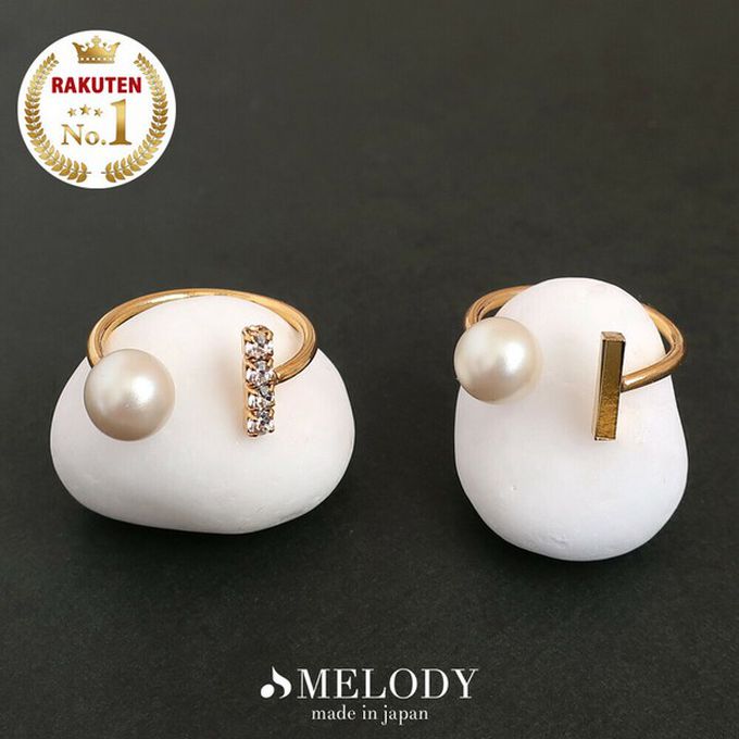 日本 Melody Accessory - [樂天No.1]高雅質感珍珠擁抱戒指-長條