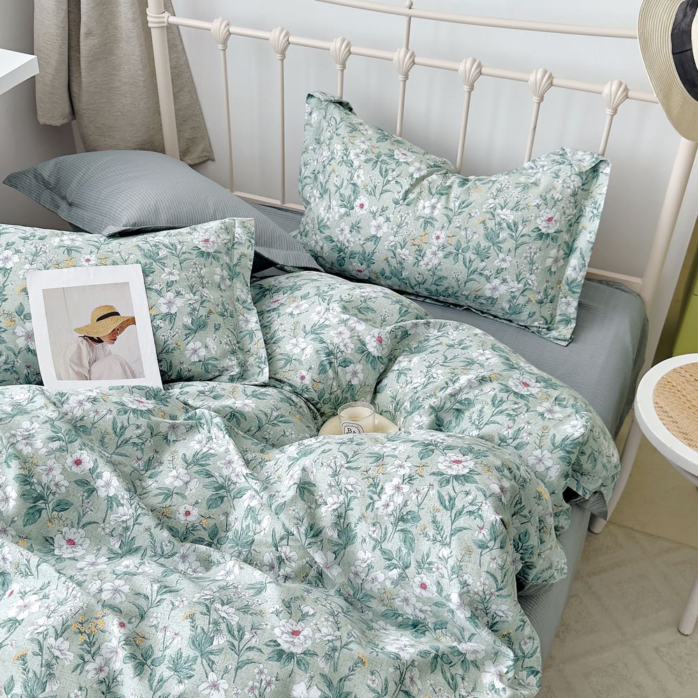 台灣製 極致純棉寢具組-安迪娜-單人三件式床包被套組