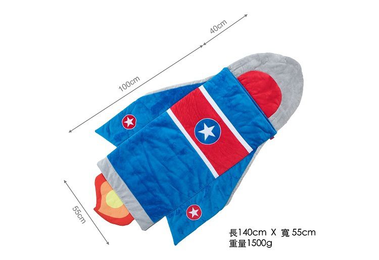 Bixbee - 3D童趣系列-果決藍鯊魚兒童睡袋 (寬55 / 110cm(展開)*長140cm)