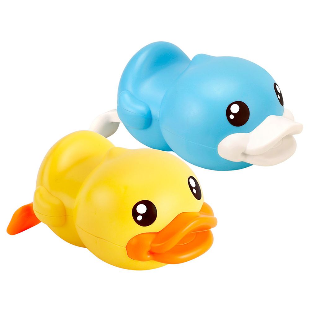 B.Duck 小黃鴨 - 游泳鴨洗澡玩具2入(黃+藍)-18個月以上