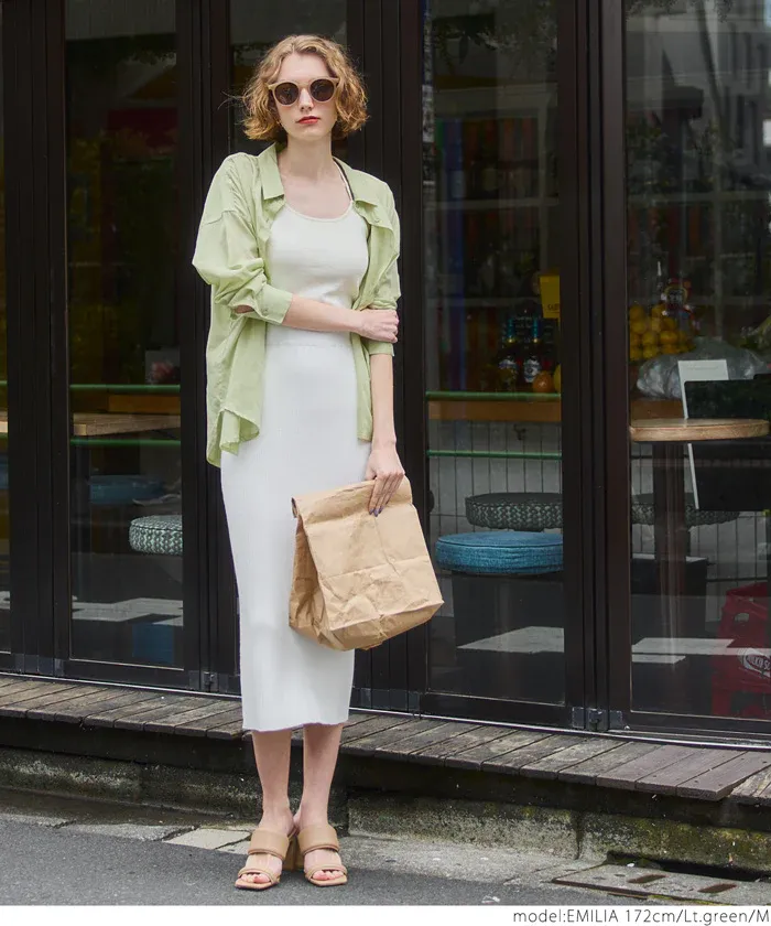 日本 COCA - 純棉透感薄長袖襯衫/薄外套-白