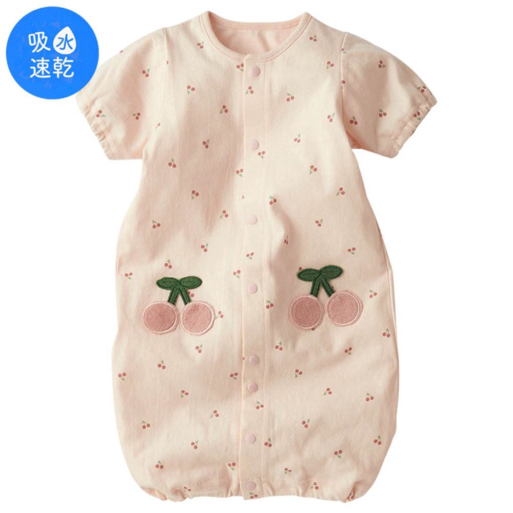 新生兒短袖連身衣-滿版印花吸水速乾-粉紅色 (50~60cm)