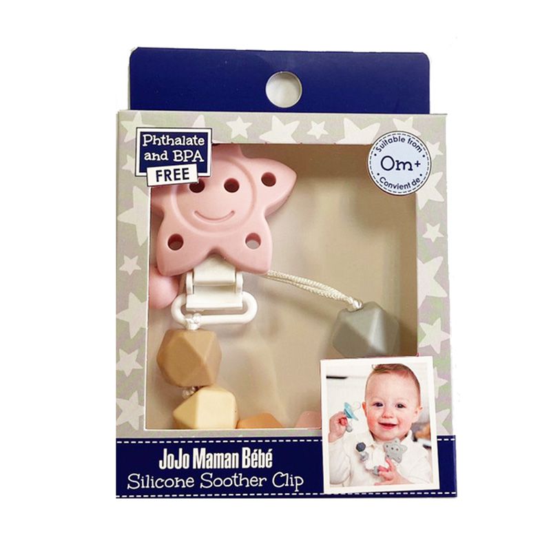 英國 JoJo Maman BeBe - 嬰幼兒矽膠玩具鍊/奶嘴鍊-甜美粉