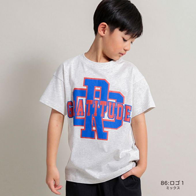 日本 BRANSHES - 100%棉 酷帥印花短袖上衣-堆疊logo-白