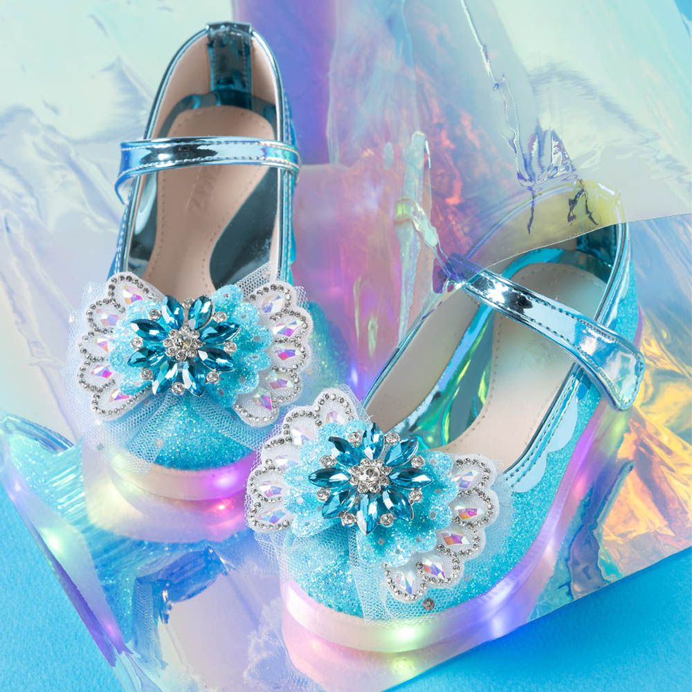 (LED)冰河藍寶石公主鞋-水藍