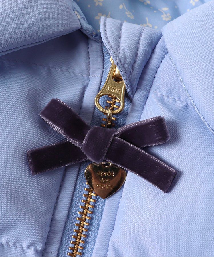 日本 apres les cours - [女孩最愛]愛心金釦夢幻荷葉鋪棉外套-酒紅