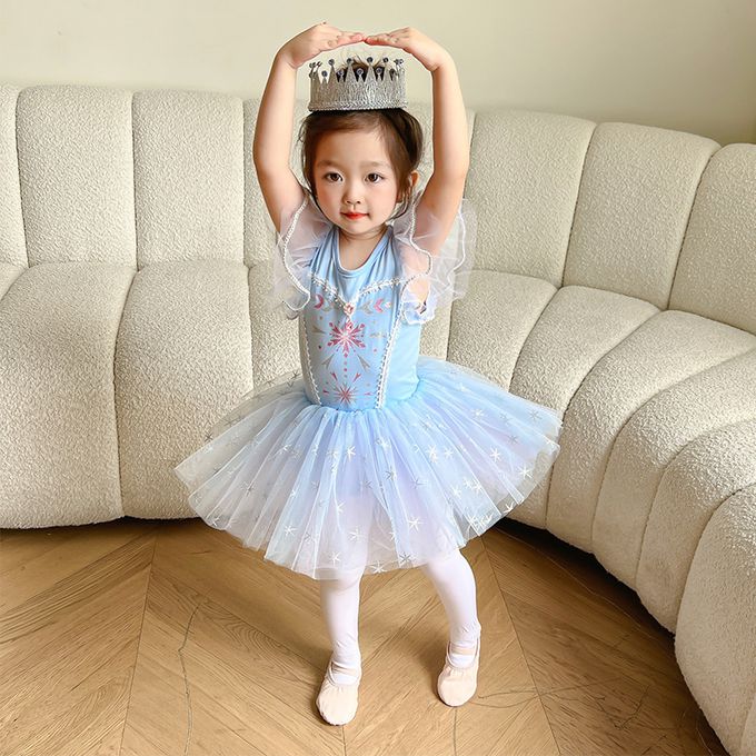 短袖造型公主裙/芭蕾舞裙-卡通人物-愛莎-藍色