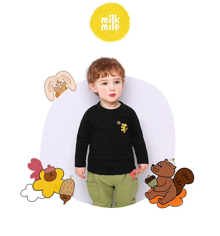 韓國 milk mile - 汪汪糖果球T恤-燕麥色