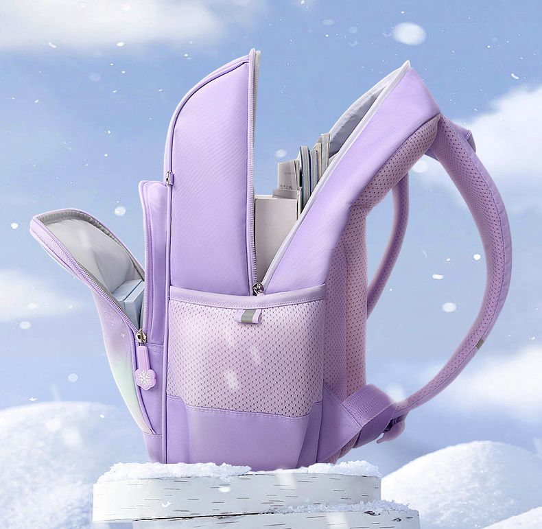 卡通大容量透氣減壓書包-卡通人物艾莎-藍色 (建議135-160cm)-30x16x41cm