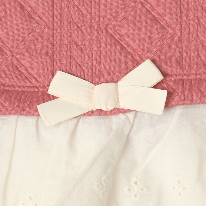 akachan honpo - 長袖鋪棉休閒上衣-下擺蕾絲-粉紅色