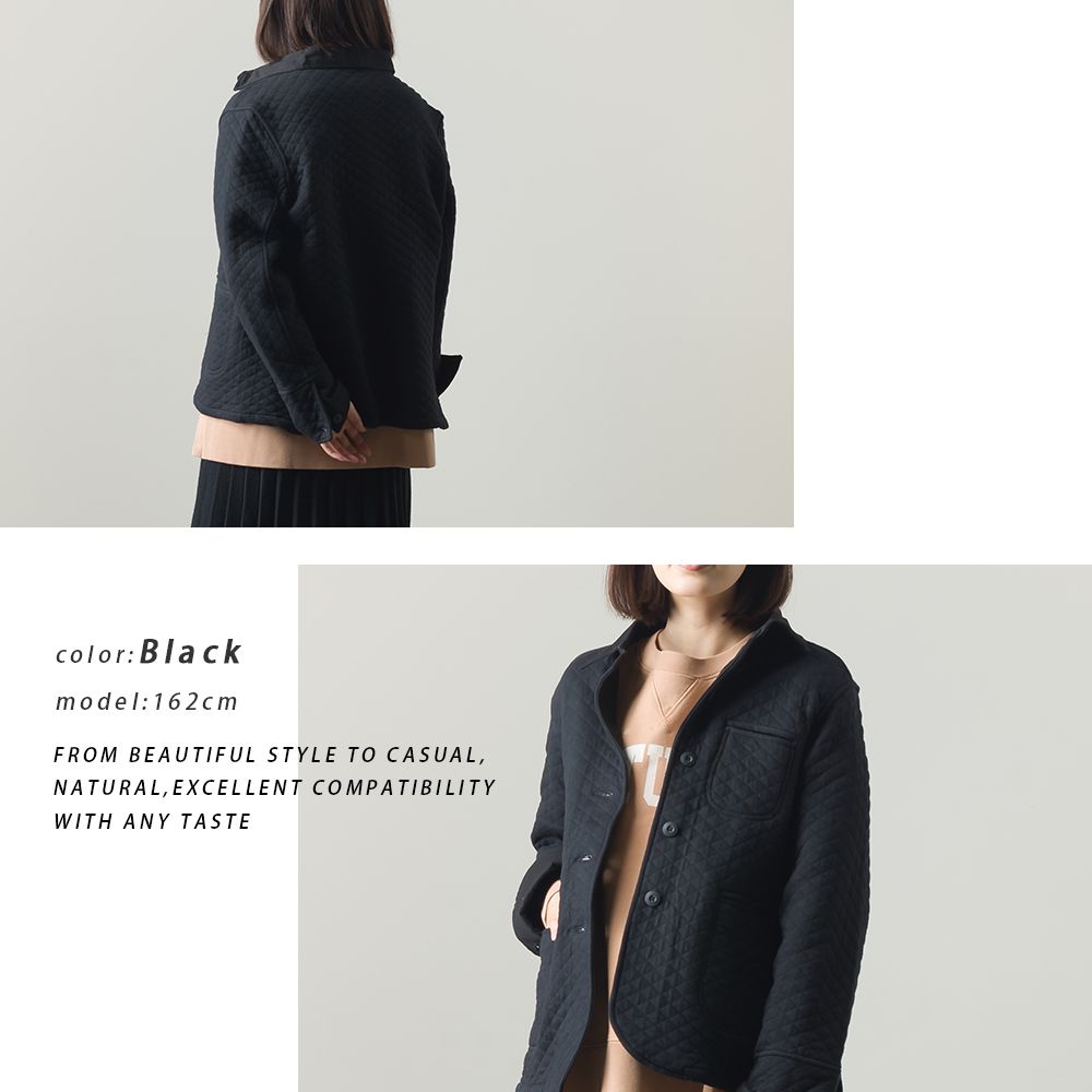 日本 OMNES - 時尚菱紋鋪棉西裝外套-卡其