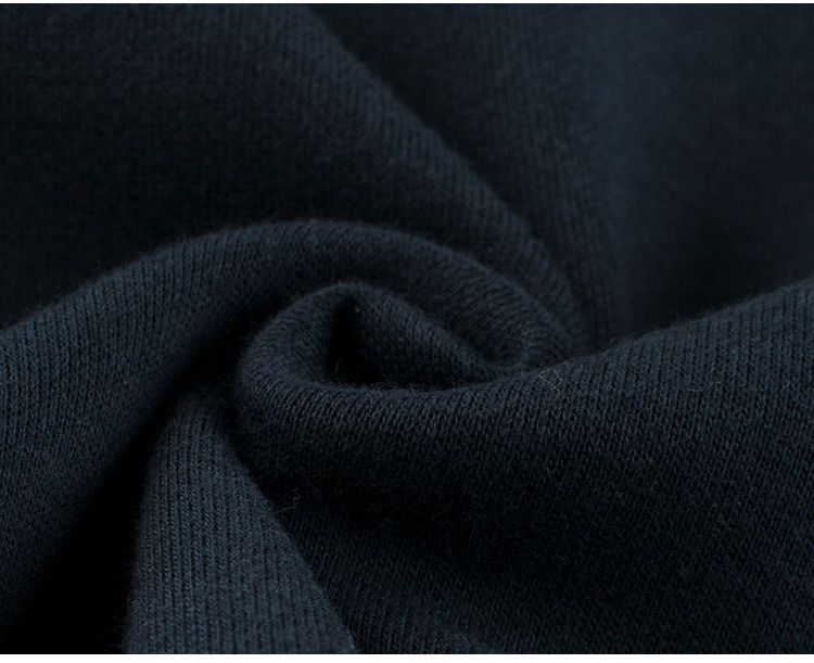 加絨棉質圓領長袖上衣/大學T-劍龍-深藍色