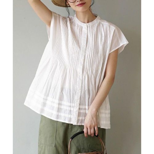 日本 zootie - 100%印度棉 優雅細摺法式袖襯衫-白 (M)