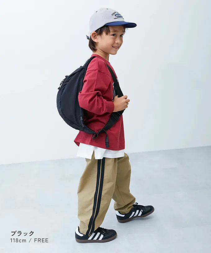 日本 devirock - 飽和色大容量側揹腰包(親子通用)-粉紅 (約17x43x11cm)