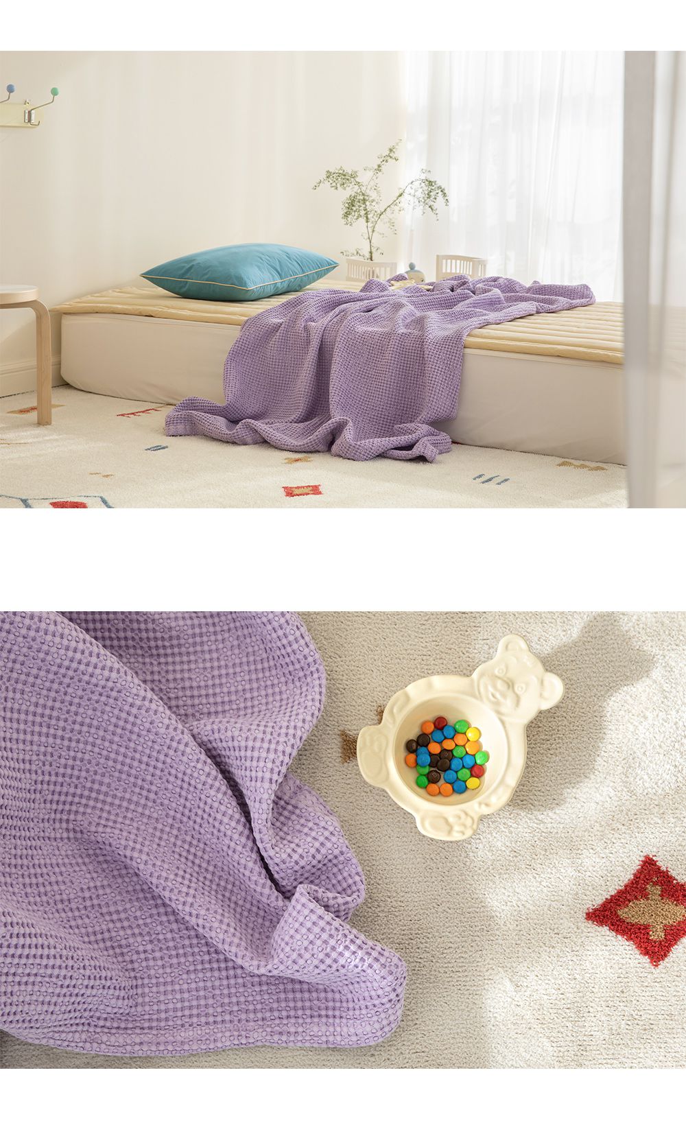 韓國 Maatila - (兒童款)天絲莫代爾鬆餅被毯-藍莓優格 (130X170cm)