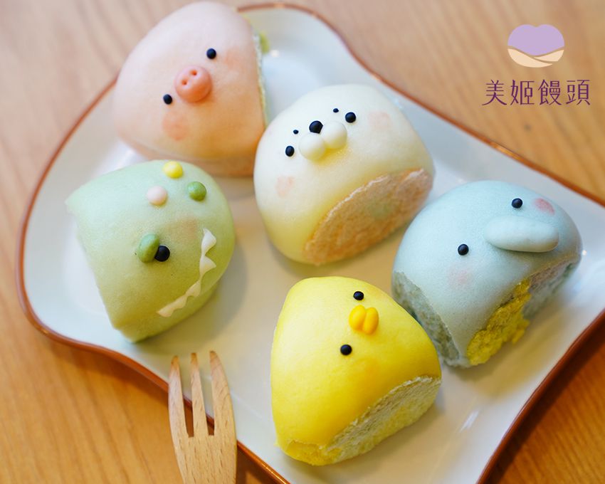 美姬饅頭 - 擠擠動物園鮮乳造型包子 (一盒五入)-245g