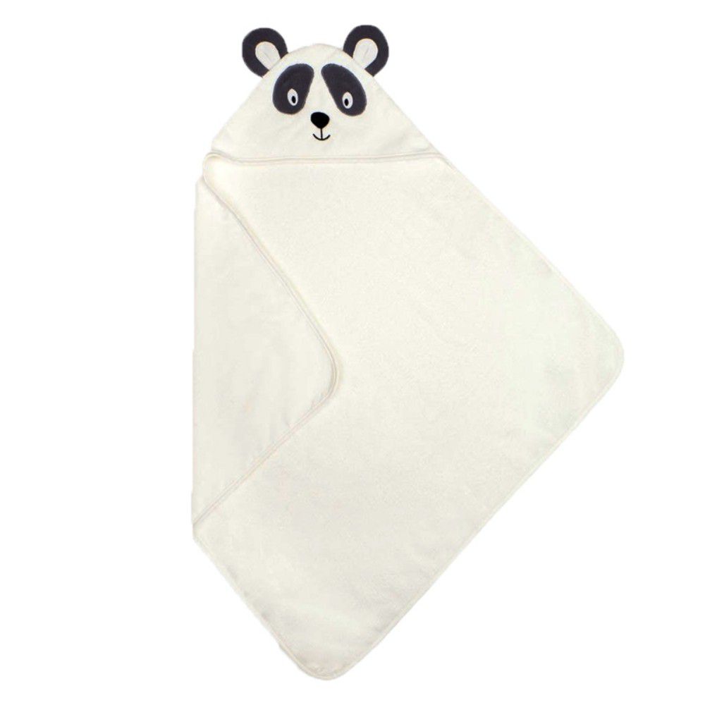 英國 JoJo Maman BeBe - 100%純棉動物造型連帽浴巾/包巾-米白浣熊