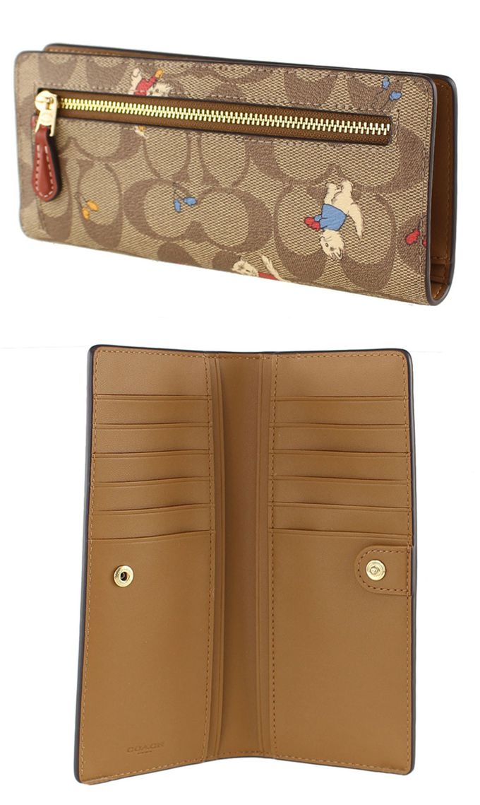 COACH - 防刮PVC皮革印花長夾 (貓咪)