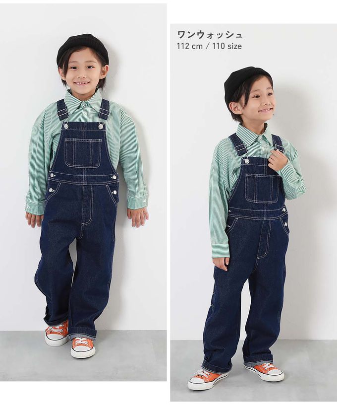 日本 devirock - 牛仔工裝百搭吊帶褲-水藍