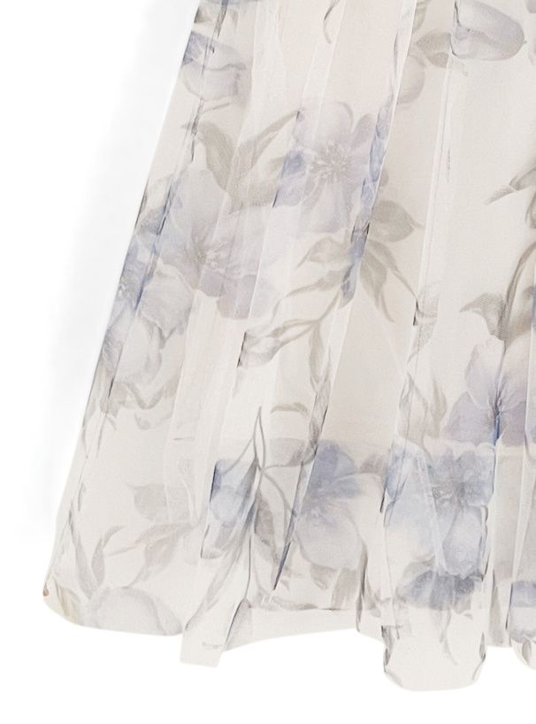 日本 GRL - 夢幻雙層紗花紋拼接長裙-白x藍