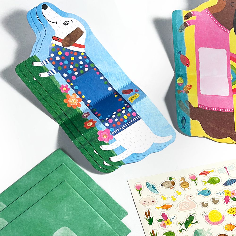 【幼兒益智遊戲】隨行貼紙文青小卡組 (快樂狗狗的世界)