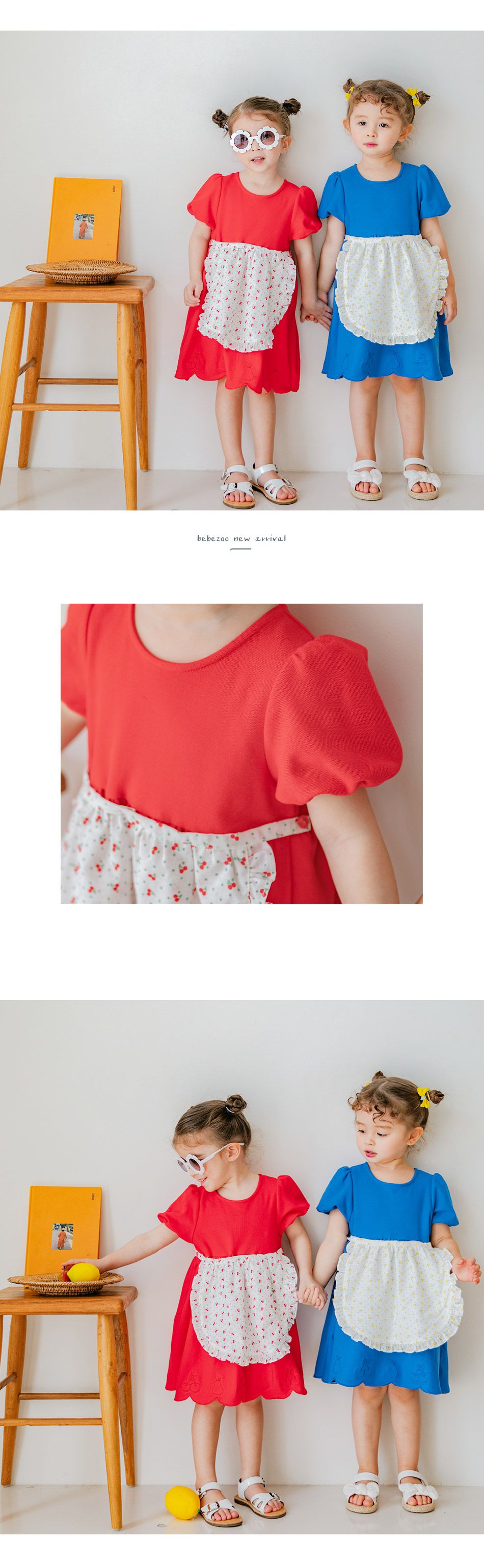 韓國 Bebezoo - 可拆式圍裙洋裝-藍