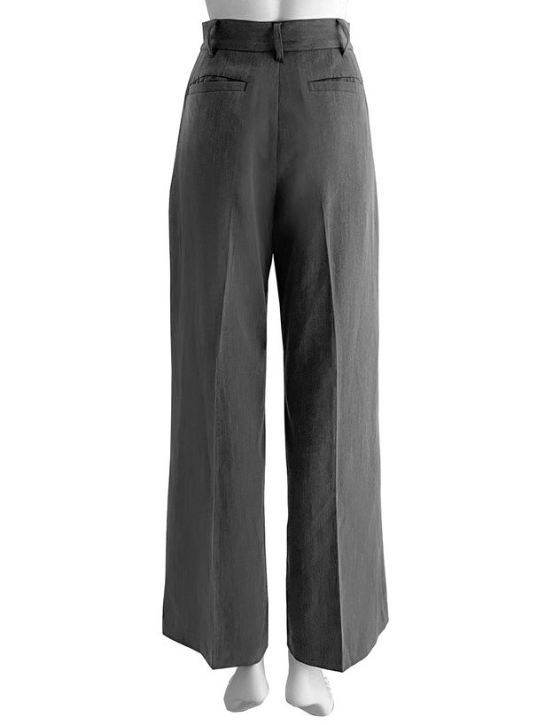 日本 GRL - 修身打褶西裝寬褲-簡約黑