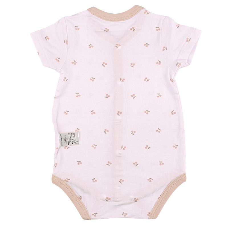 akachan honpo - 短袖前開式舒適包屁衣-粉紅色