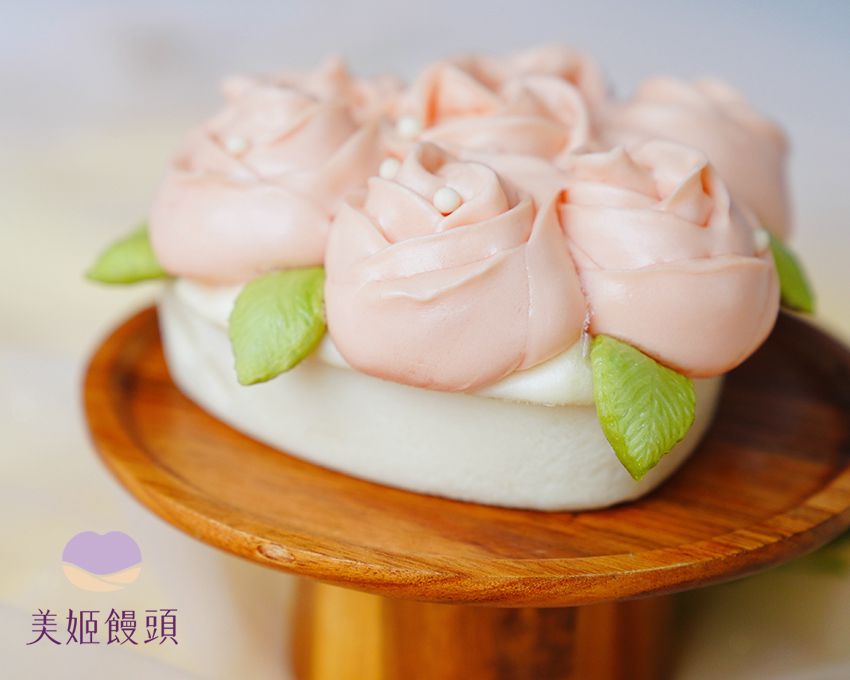 美姬饅頭 - 6吋全素玫瑰花蛋糕造型饅頭 (1入)-300g