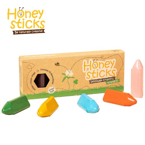 紐西蘭 Honey Sticks - 純天然蜂蠟無毒蠟筆-1歲以上寶寶適用-三角型-10色