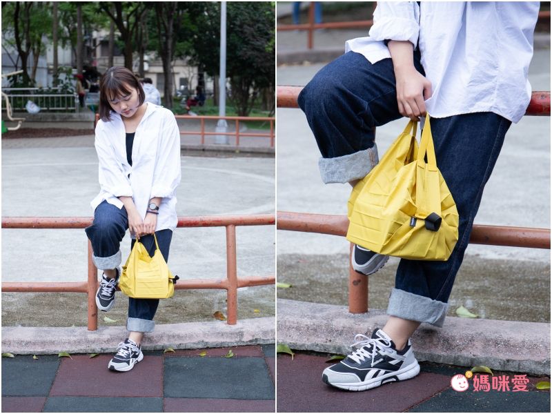 日本 MARNA - Shupatto 秒收摺疊購物袋-五週年限定升級款-暖陽黃 (M(30x35cm))-耐重5kg / 15L