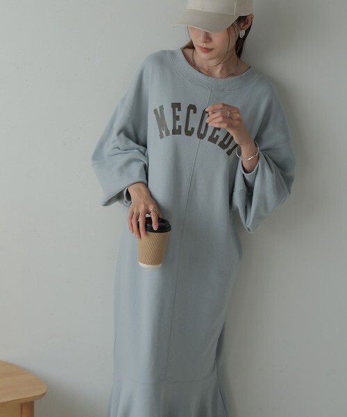 日本 Bab - 2WAY圓領印花魚尾洋裝-摩卡