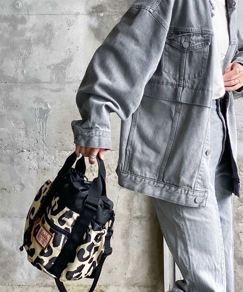 日本 Classical Elf - 2WAY美式休閒抽繩水桶包-豹紋