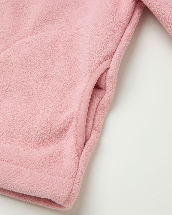 韓國 OZKIZ - (兩件式)防潑水搖粒絨連帽外套-郊遊兔兔-粉