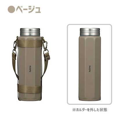 日本 CB Japan - holms八角形不繡鋼保冷保溫瓶(附提帶)-深卡其-460ml
