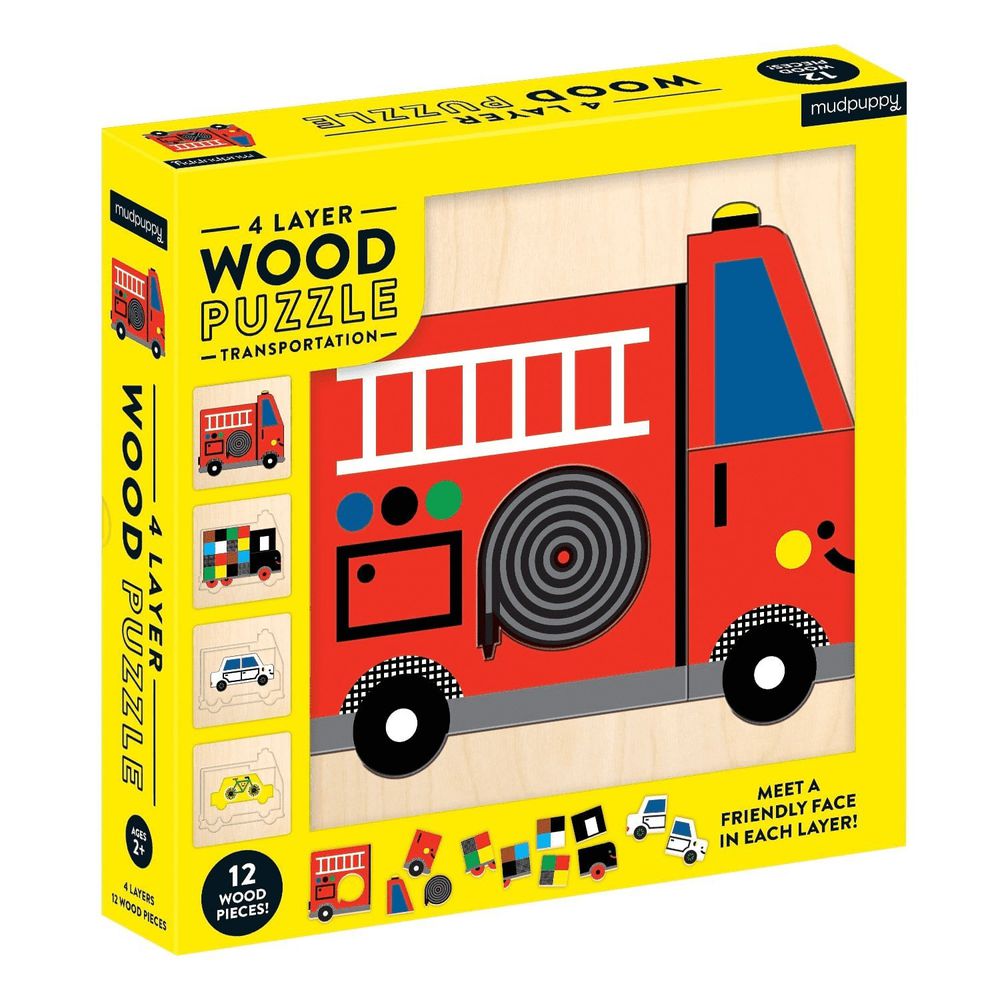 美國 mudpuppy - 美國 mudpuppy-4層木質拼圖-交通工具-36片-交通工具-團購專案