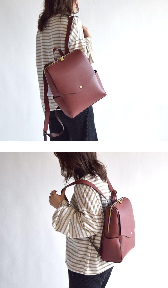 日本 Legato Largo - 輕量PU時尚大容量後背包-RBR紅棕 (23x32x10cm 後背約51~94cm)