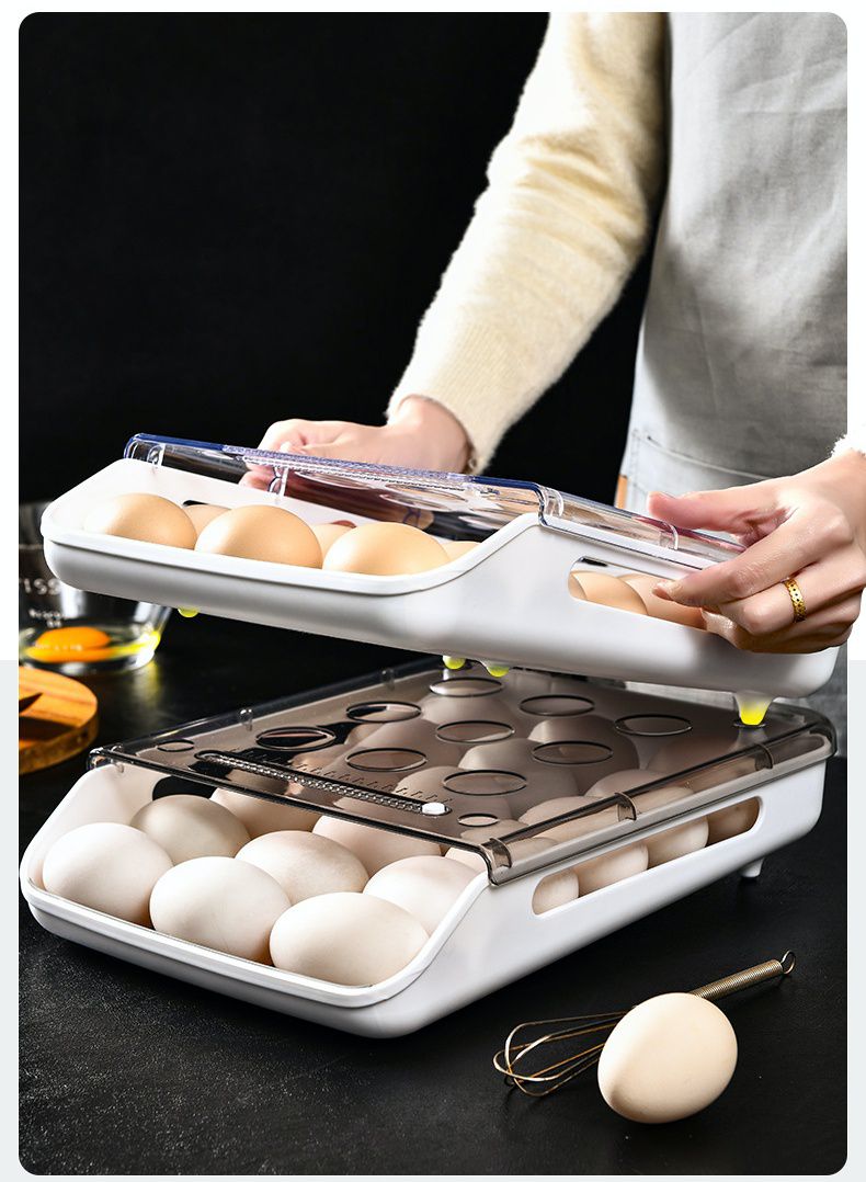 滾蛋式雞蛋收納盒-灰色 (33x23.5x7.5cm)