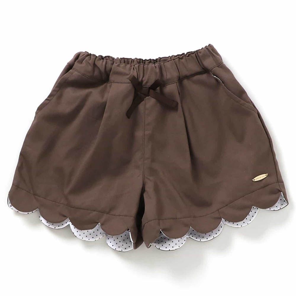 貝殼褲管可愛女孩短褲-咖啡