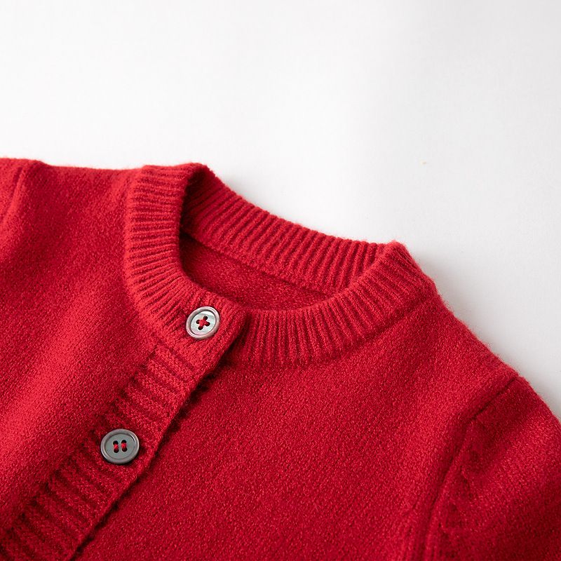 節慶針織毛衣開衫-紅色