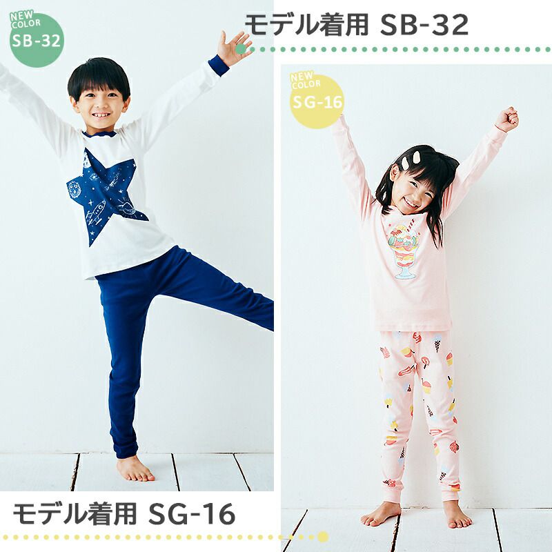 日本 Ho-ho kids - 100%純棉長袖兒童睡衣/家居服-閃耀星星-白x藍