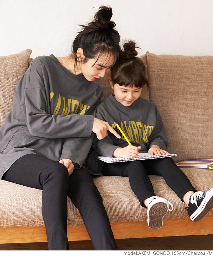 日本 COCA - 純棉英文印花長袖上衣-媽媽-白