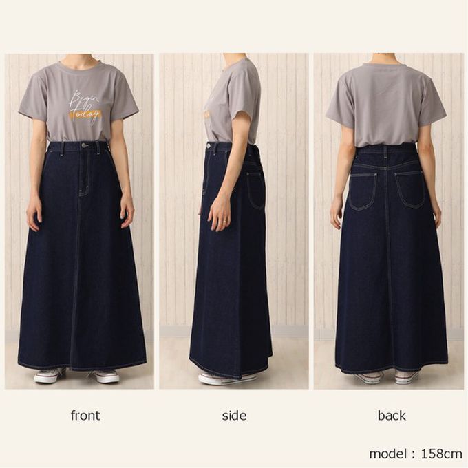 日本女裝代購 - 經典厚磅A字牛仔長裙(高個媽咪推薦)-白