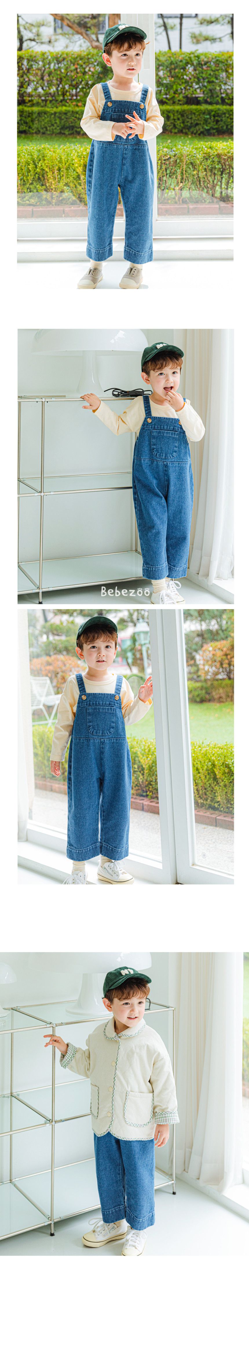 韓國 Bebezoo - 俏皮口袋丹寧吊帶連身褲