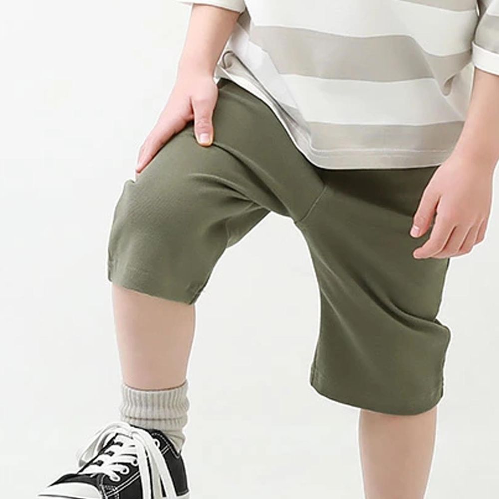日本 devirock - [熱銷定番] 純棉超彈力寬版五分褲-深墨綠