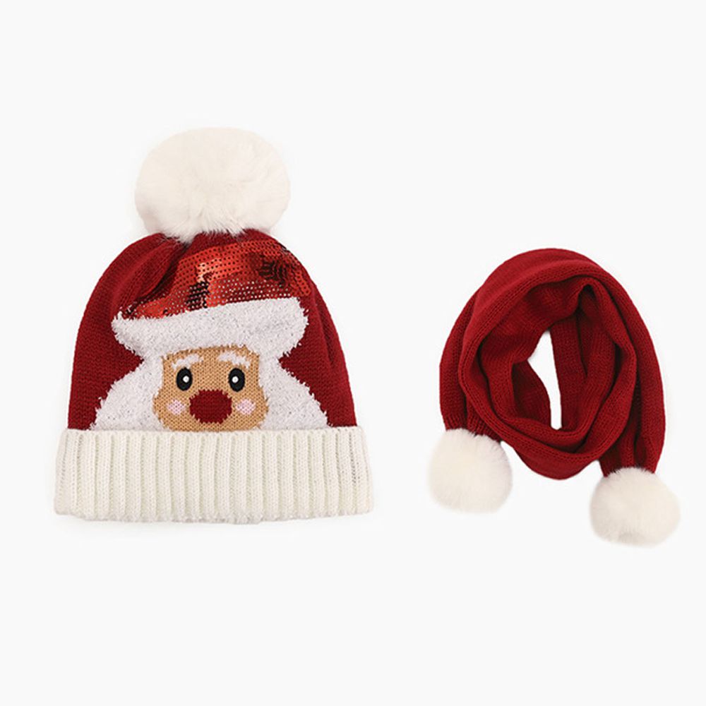 聖誕節圍巾毛帽組-聖誕老人 (帽圍52-54CM/建議年齡3-10歲)