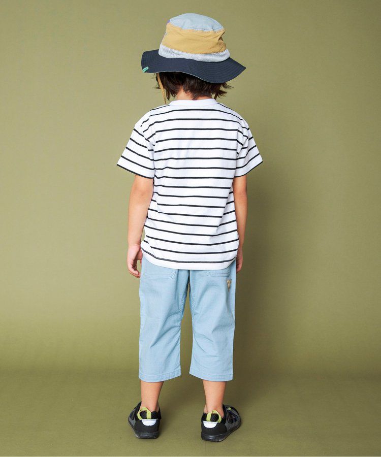 日本 BREEZE - 百搭舒適圓領短袖上衣-條紋-萊姆綠